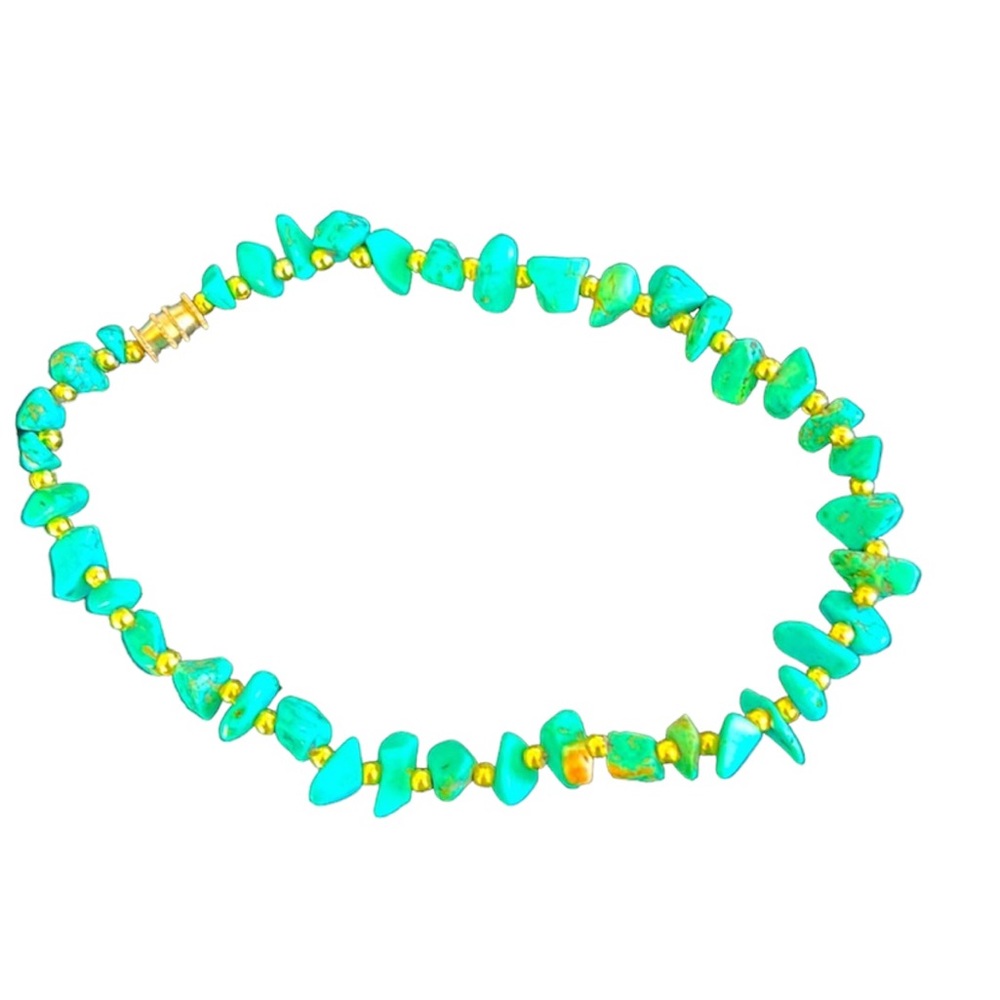 Ankle Bracelet  Turquoise and silver bead  11"
